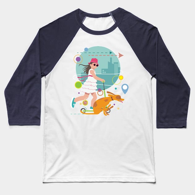 Urban Scooters - Funny Baseball T-Shirt by andantino